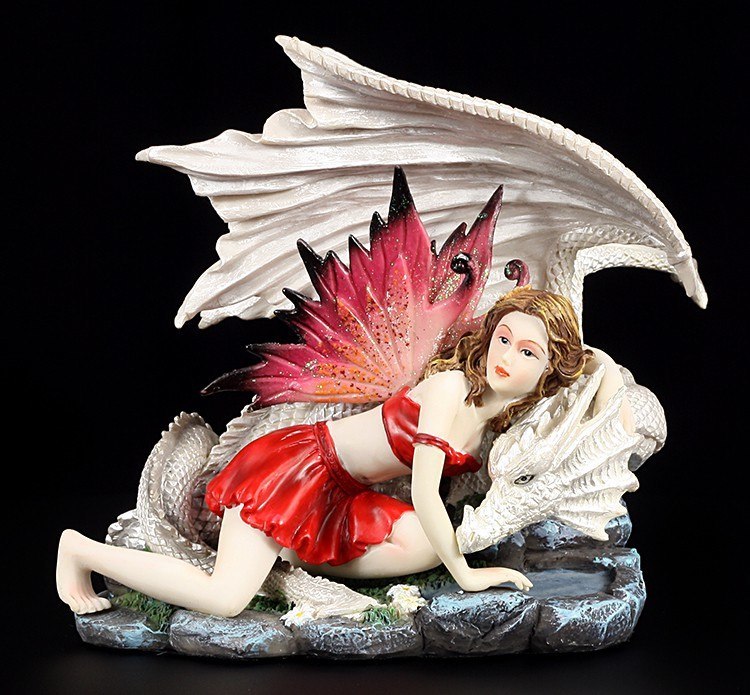 Light Red Dressed Fairy with Dragon