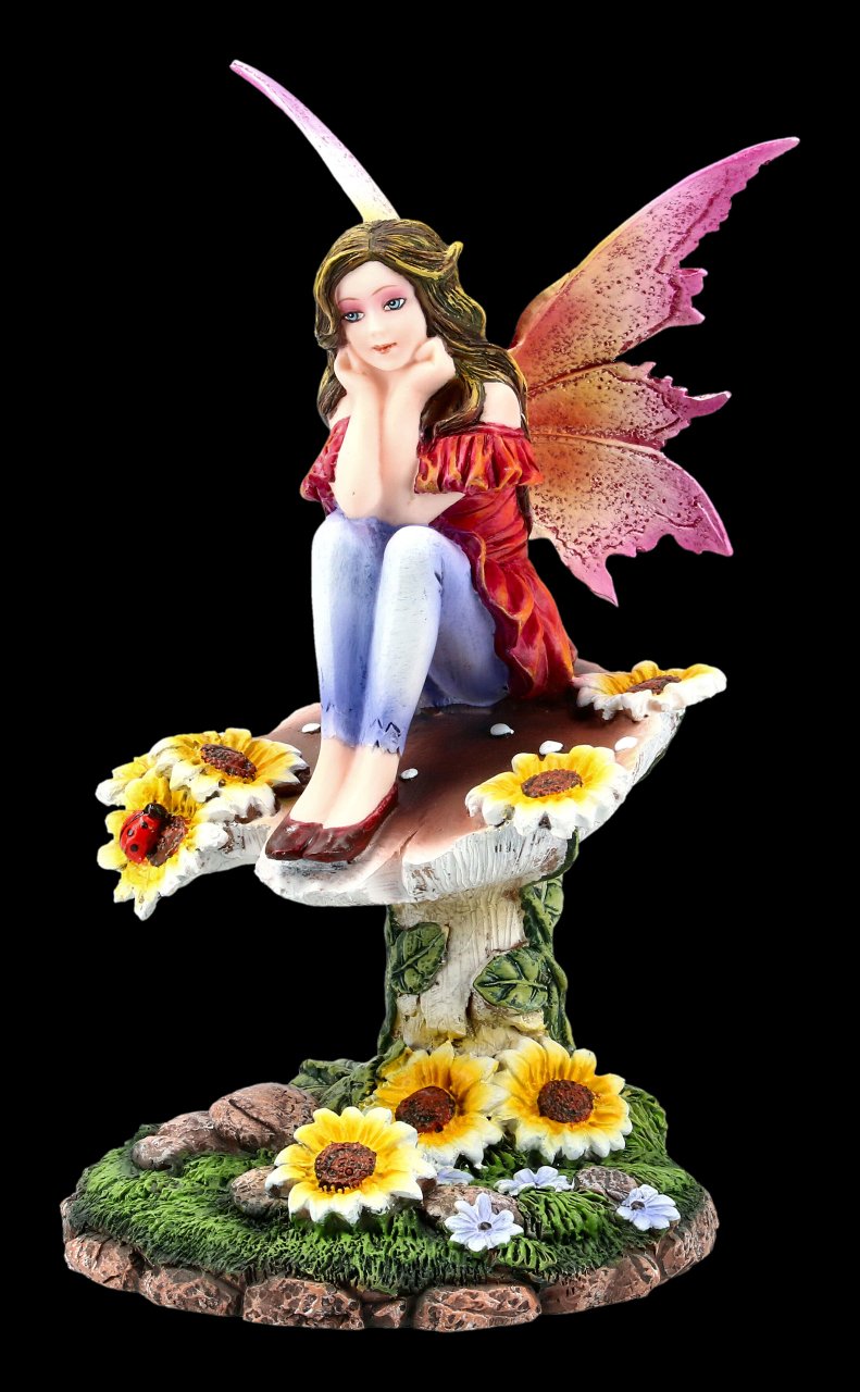 Elfen Figur - Daisy sitzt auf Pilz