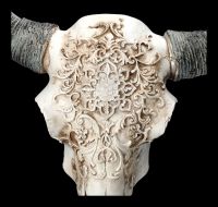 Bull Skull with Decorations and Stand