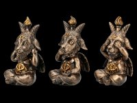Three Wise Baphomet Figurines - No Evil