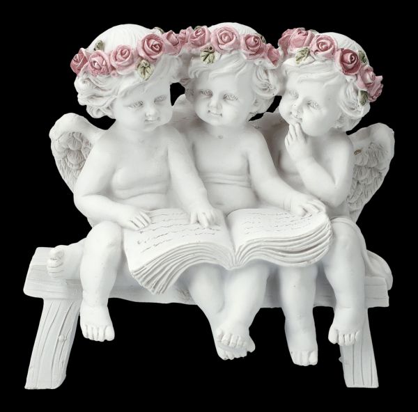 Angel Figurine - Three Puttos reading a Book