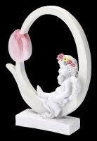 Engel Figur - Putte mit Tulpe