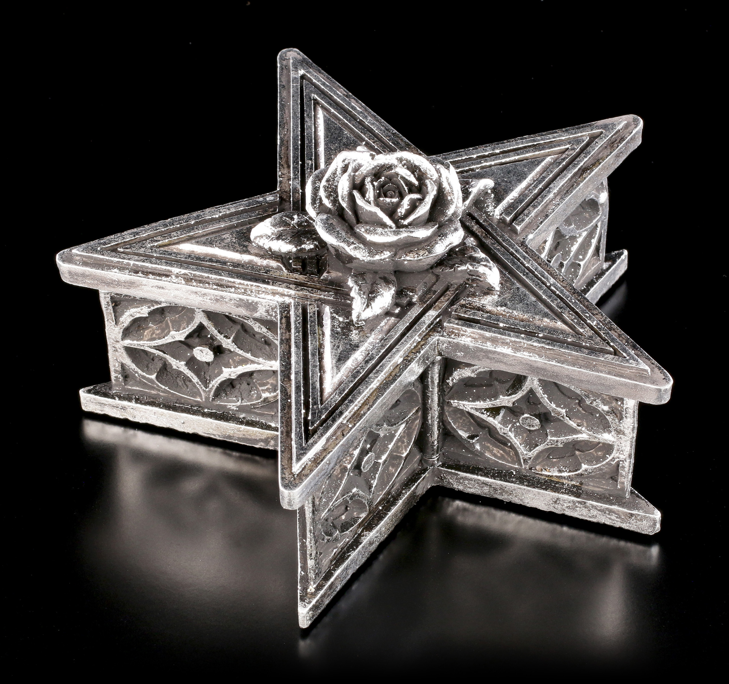 Alchemy Schmuckschatulle Kästchen Pentagramm Box mit Rose 