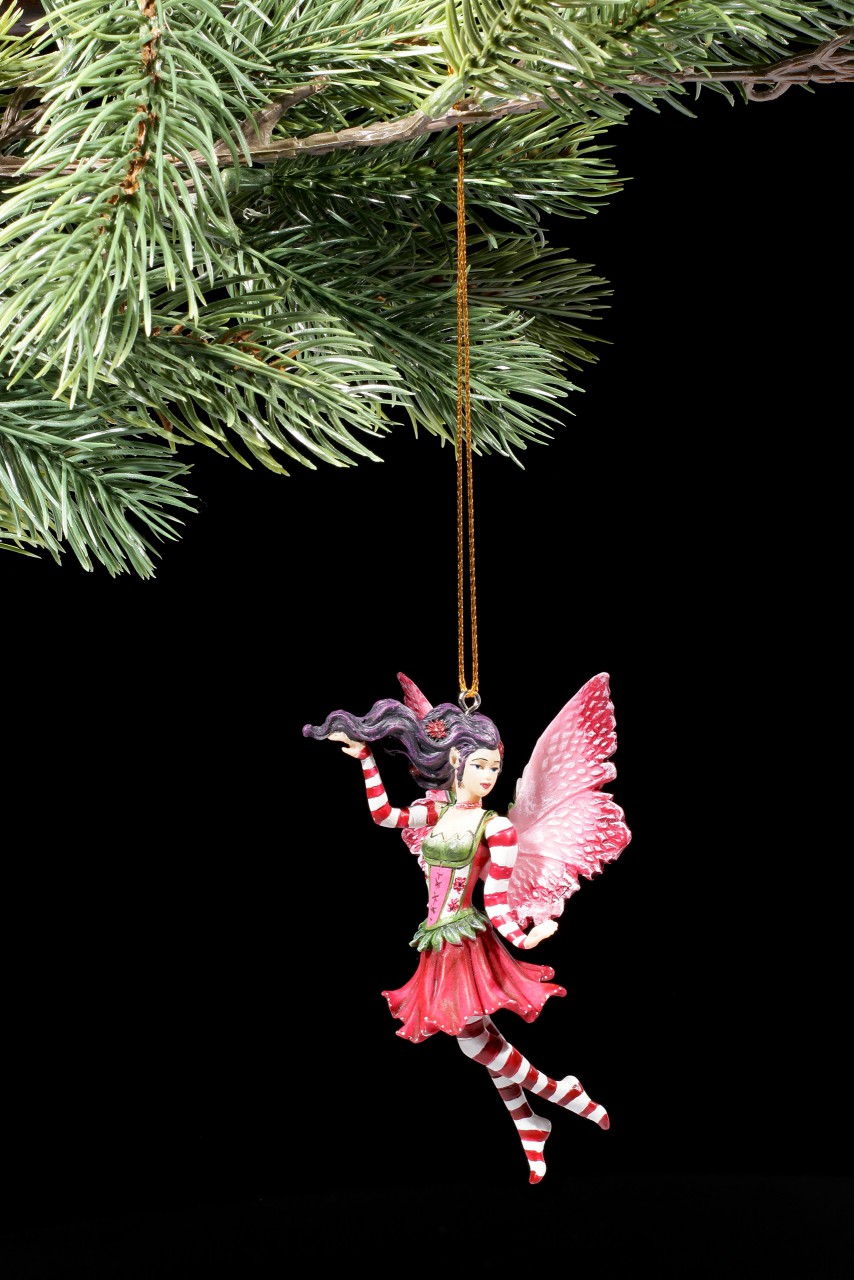Christmas Tree Decorations - Poinsettia Fairy with red Stockings