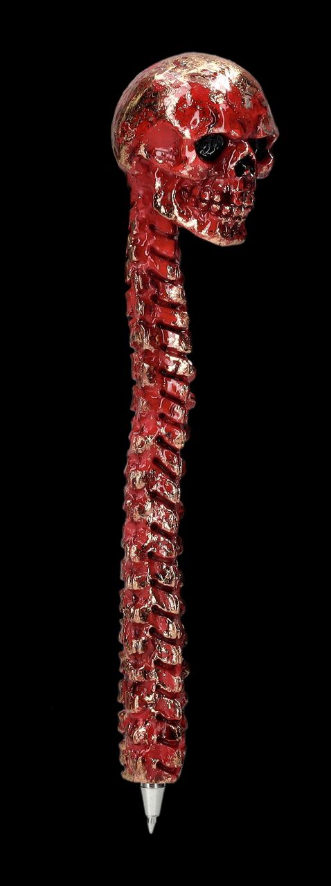 Kugelschreiber - Totenkopf Wirbelsäule rot