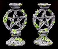 Kerzenhalter - Wicca Pentagramm 2er Set