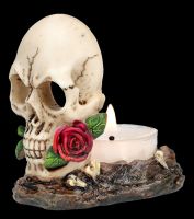 Teelichthalter - Totenkopf mit Rosen