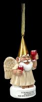 Christmas Tree Decoration - Garden Gnome Angel with Wine