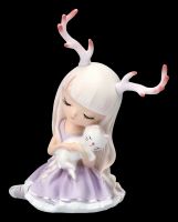 Little Fairy Figurine with Antlers and Cat