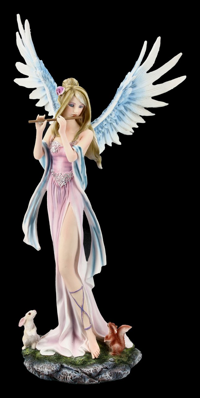 Fantasy Schutzengel Cherubim Fee Elfe Statue Engel Figur Amelie spielt Flöte 