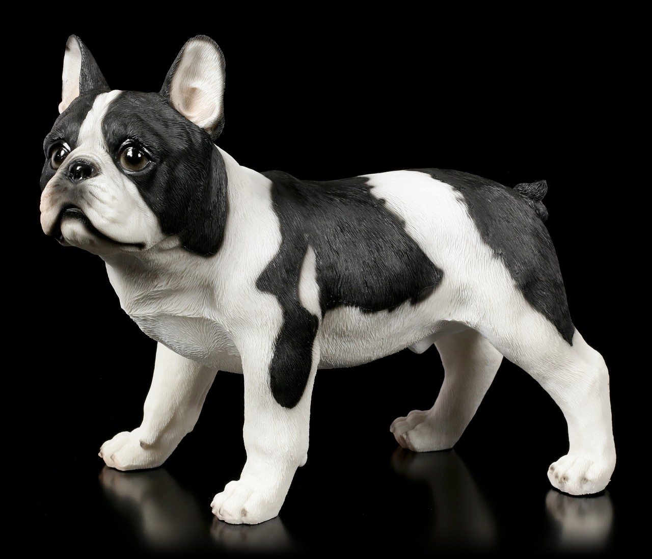 Hunde Figur - Bulldogge schwarz-weiß