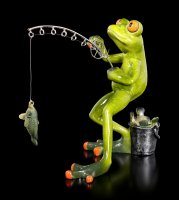 Funny Frog Figurine - Fishing