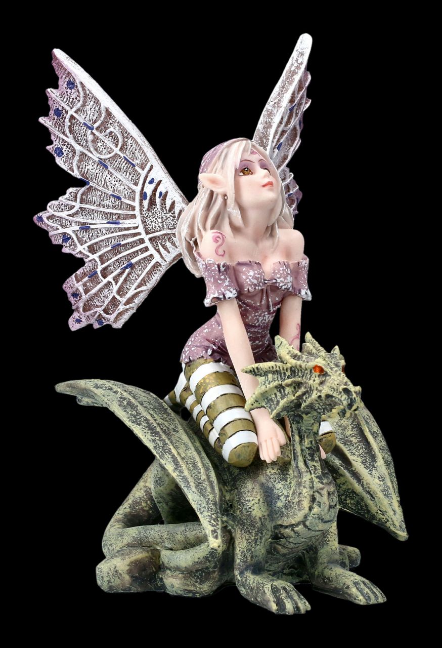 Fairy Figurine - Little Fairy on Rock Dragon