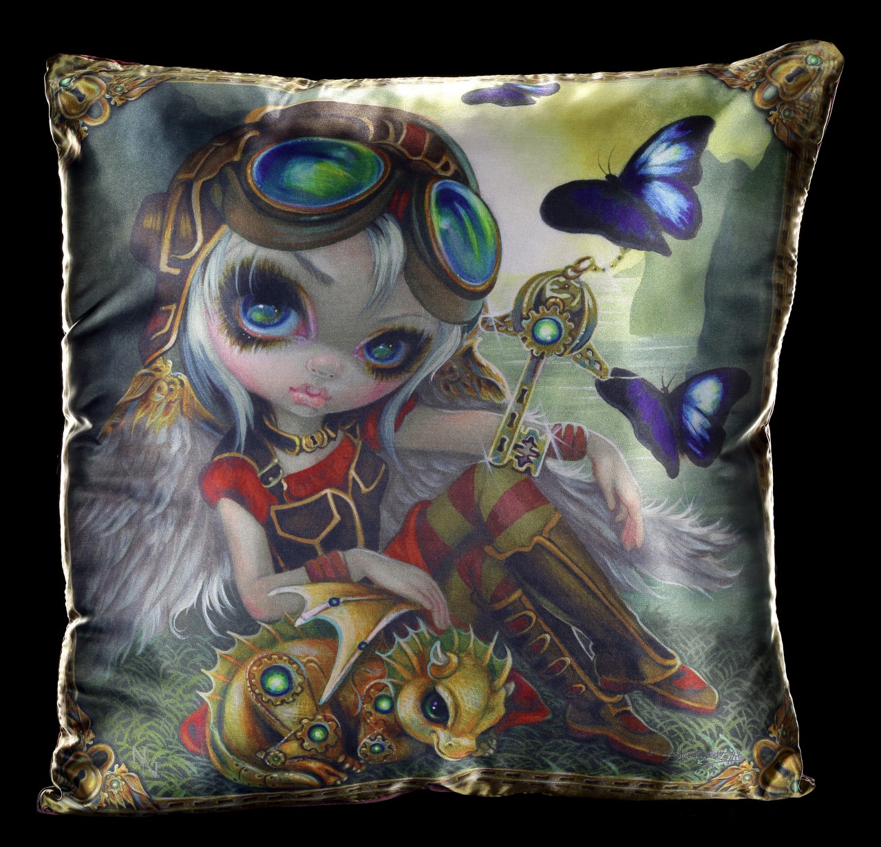 Large Cushion with Fairy - Clockwork Dragonling