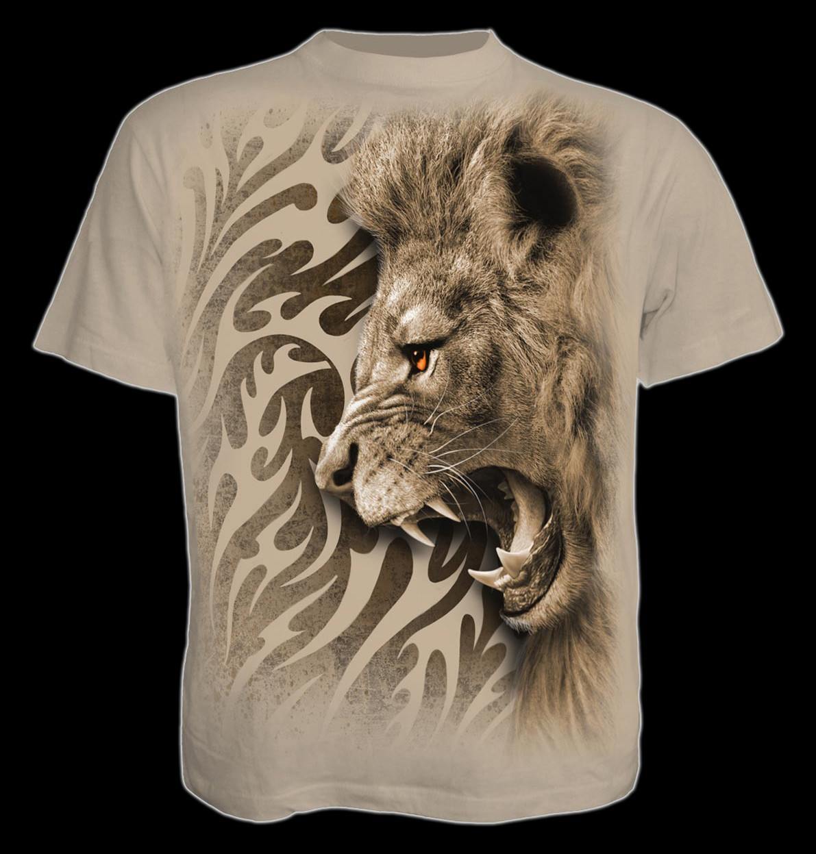T-Shirt mit Löwe hellbraun - Tribal Lion