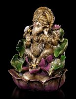 Backflow Räucherkegelhalter - Ganesha auf Lotusblüte