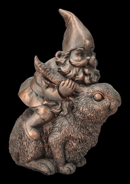 Garden Gnome Figurine Riding On Hare
