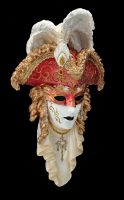 Venezianische Maske - Mit Hut und Federn bunt