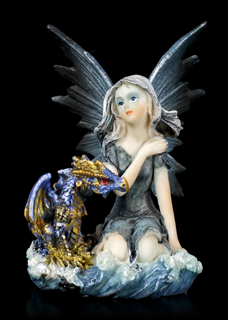 Wasser Elfen Figur - Idrica mit kleinem Drachen
