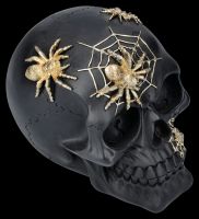Totenkopf Figur schwarz-gold mit Spinnen