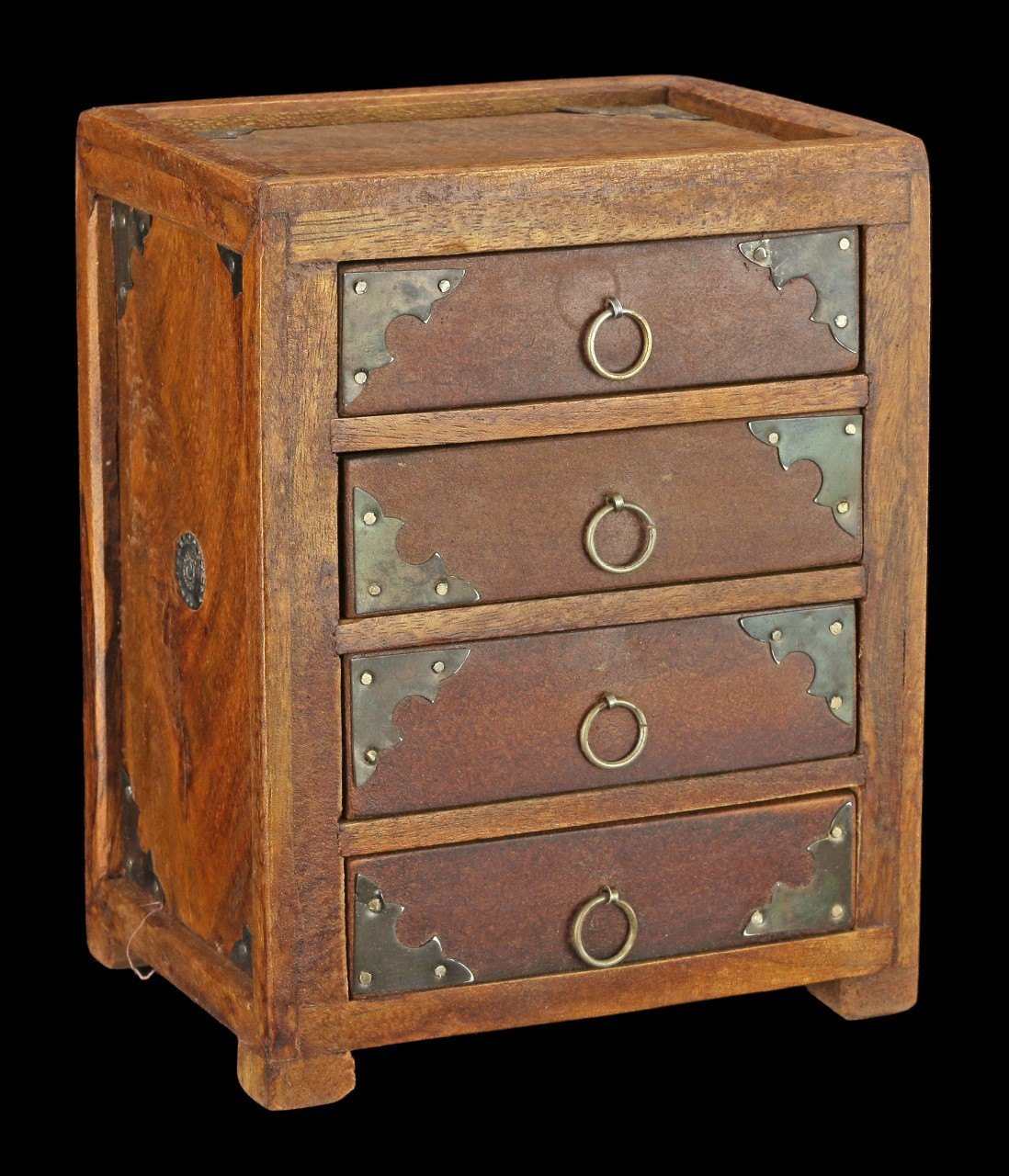 Medieval Wooden Jewelry Box - with 4 Drawers