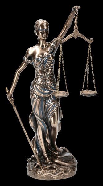 Veronese Statue Große Justitia Figur Göttin der Gerechtigkeit silber gold