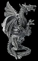 Drachenfigur silber - Zweiköpfige Hydra