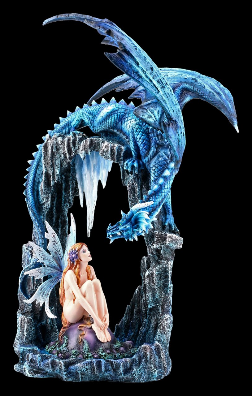 Elfen Figur - Adolinda mit blauem Drachen
