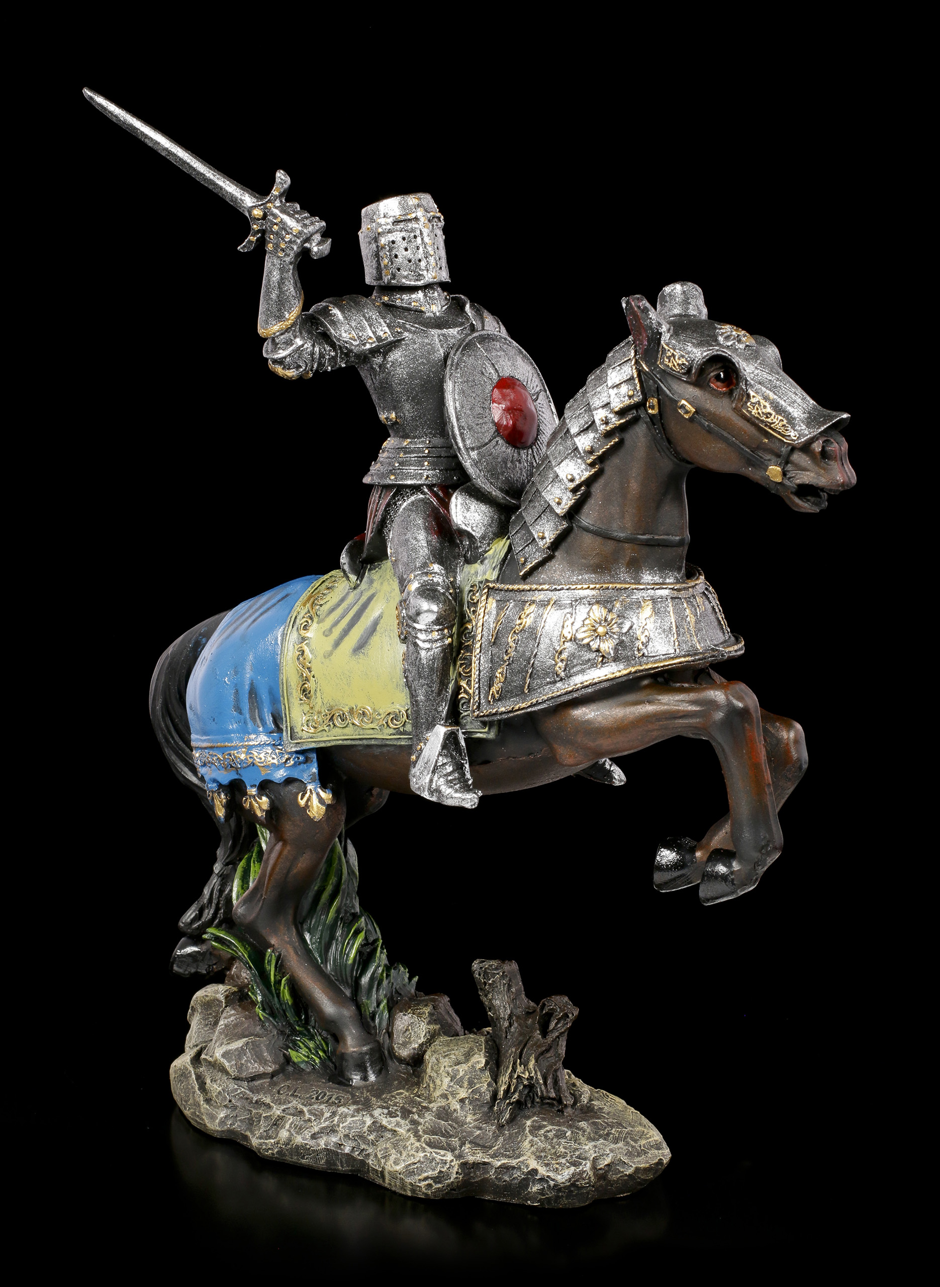 Kreuzritter mit Pferd 8 cm Ritterfigur Metallfigur DEA032