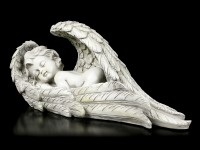 Engel Gartenfigur - Junge schläft in Flügeln
