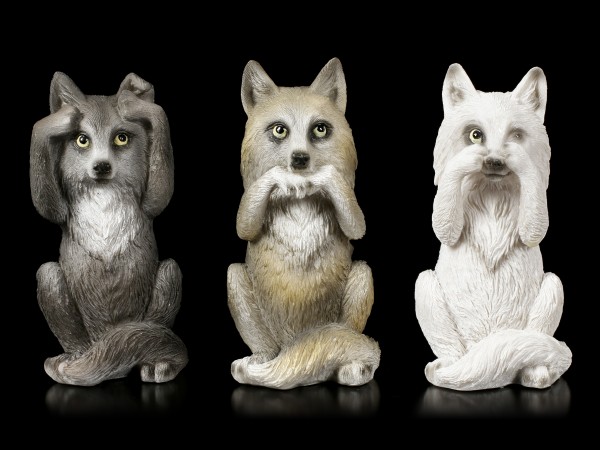 Three wise Wolves Figurines - No Evil