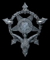 Wandrelief Teelichthalter - Baphomet Pentagramm
