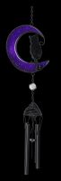 Wind Chime - Black Cat on Purple Crescent Moon