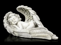 Engel Gartenfigur - Junge schläft in Flügeln - klein