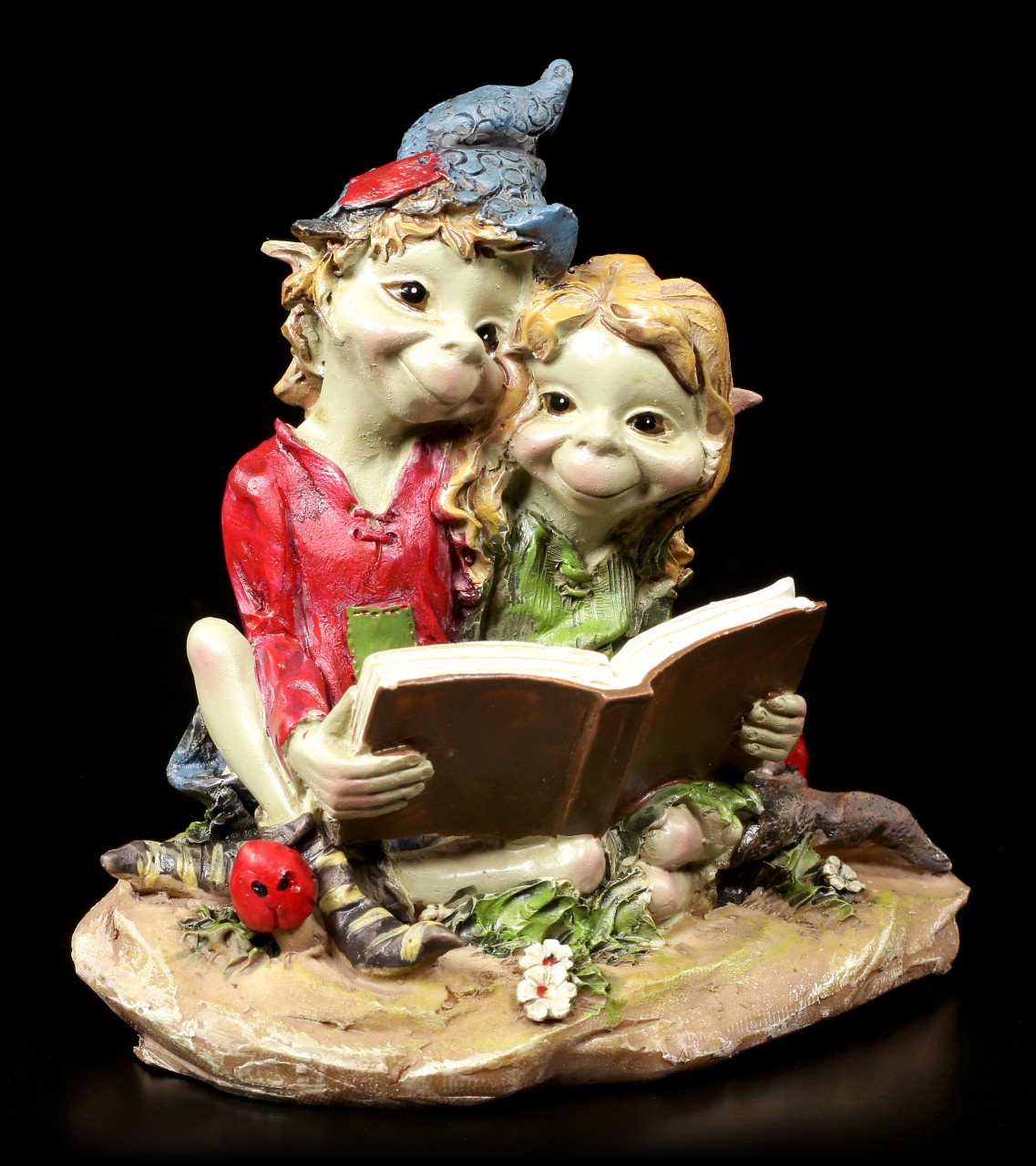 Pixie Figurine - Couple reading in a Book