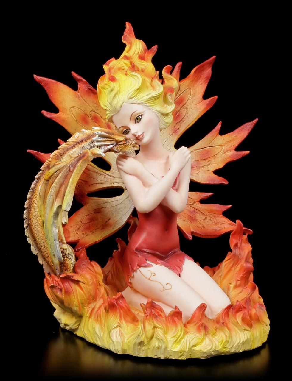 Elemental Fairy Figurine - Bria with Fire Dragon