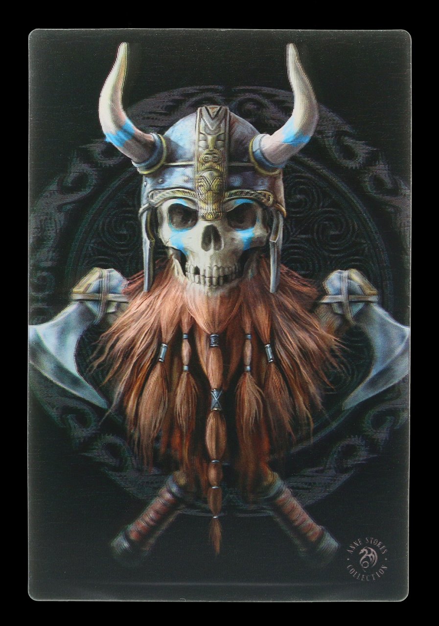 3D Postkarte mit Totenkopf - Viking Skull