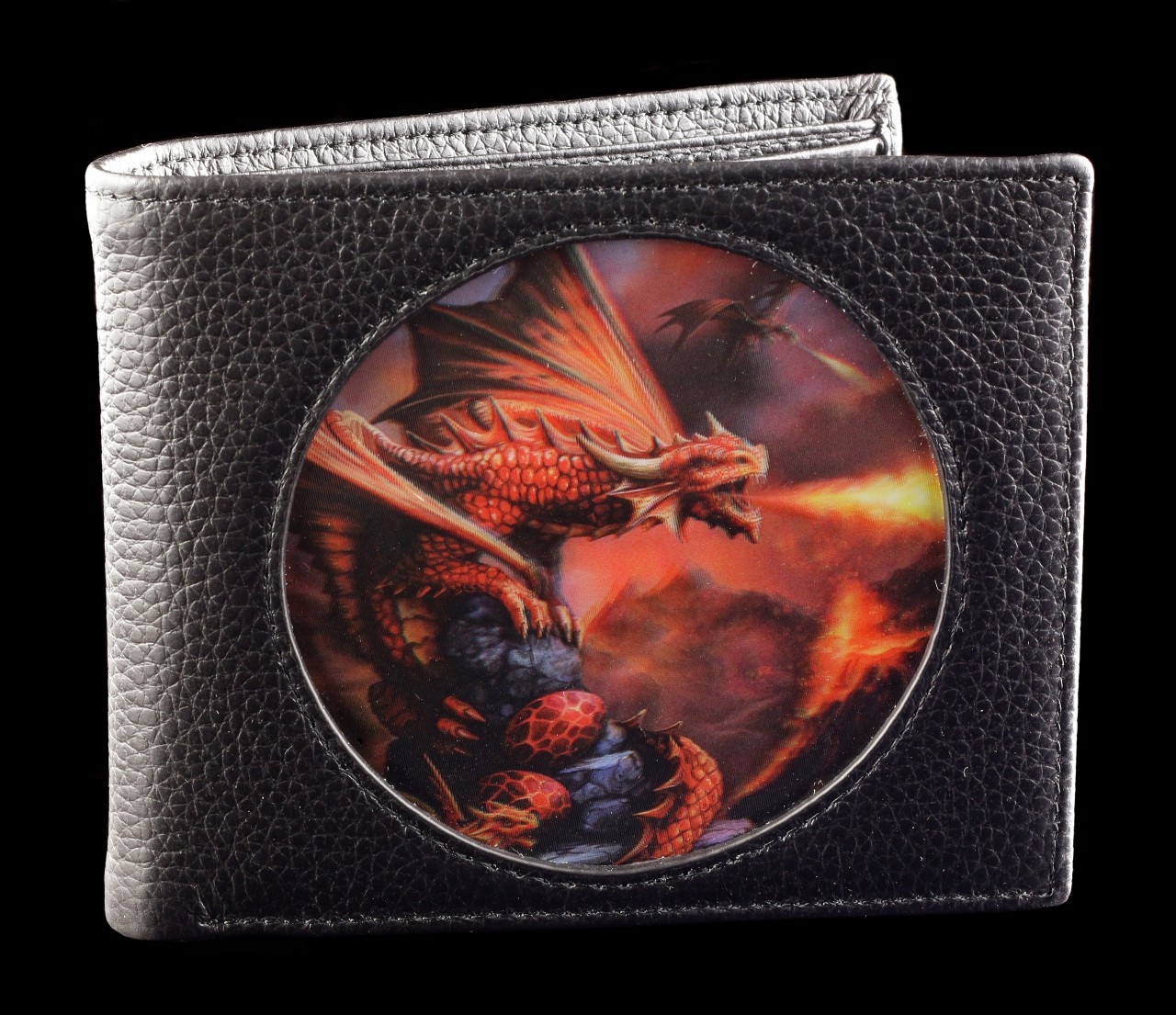 3D Wallet Black - Fire Dragon by Anne Stokes