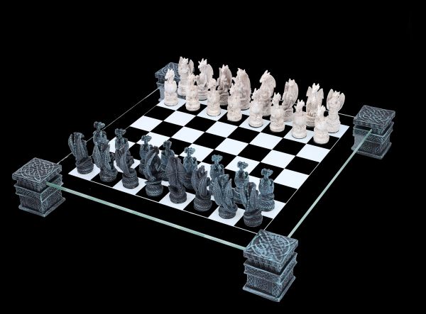 King Arthur Camelot Legend/Myth/Magic/Fantasy Model Resin Chess Set Black/Ivory 
