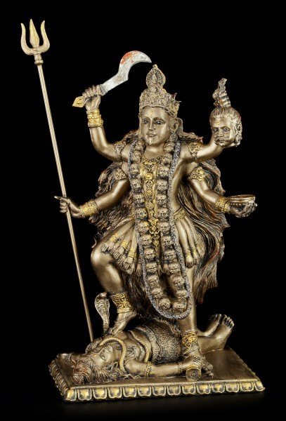 Hinduistische Götter Figur - Kali mit Dreizack und Kopf
