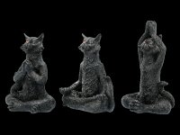 Black Yoga Cat Figurines - Set of 3
