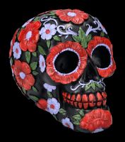 Skull - Black with red flowers DOD