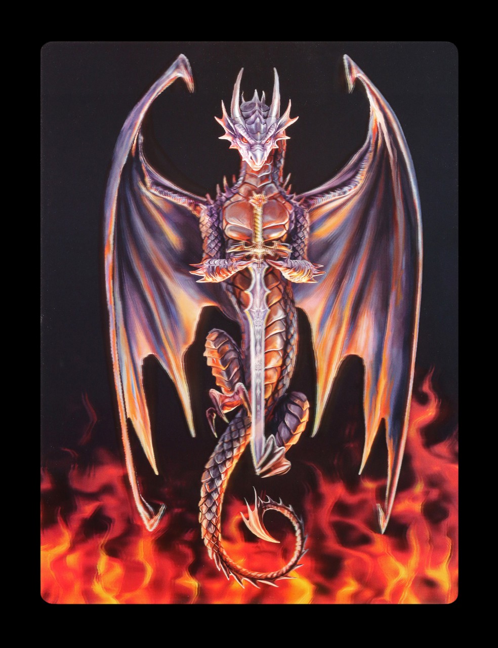 3D Postkarte mit Drache - Dragon Warrior by Anne Stokes