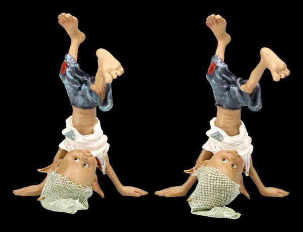 Pixie Goblin Figurine does Headstand Set of 2