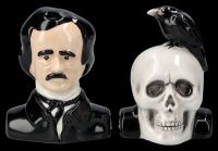 Salt and Pepper Shaker - Poe with Skull and Raven