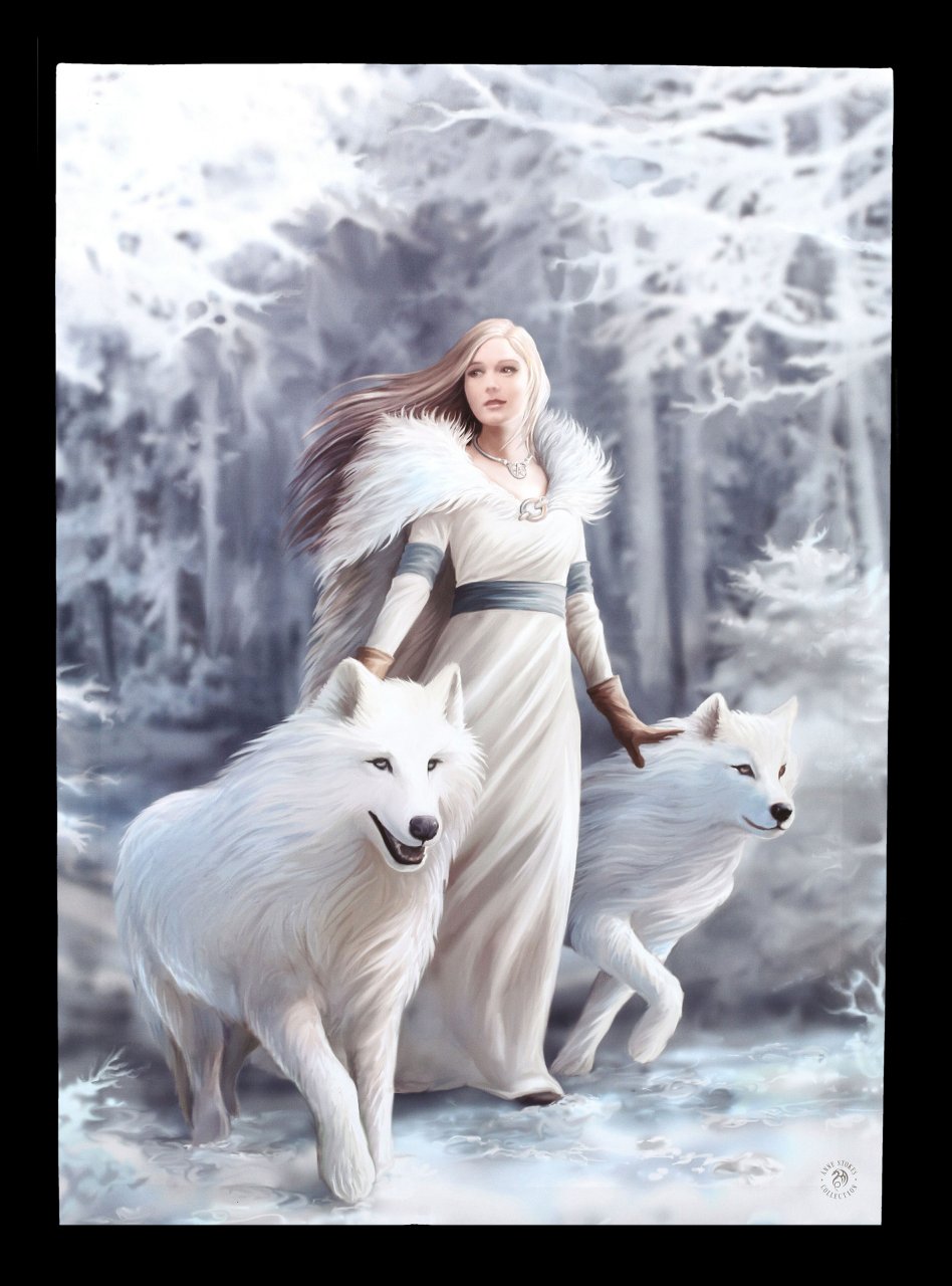 Large Canvas with Wolves - Winter Guardians