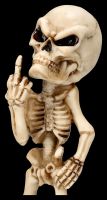 Skeleton Figurine shows Middle Finger