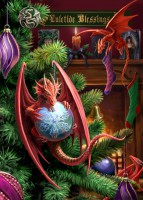 Fantasy Christmas Card Dragon - Little Helpers