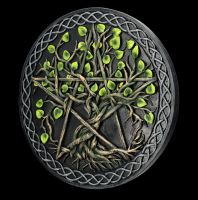 Wall Plaque - Pentagram and Tree of Life