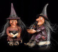Hexen Schwestern Figuren mit Zauberbuch